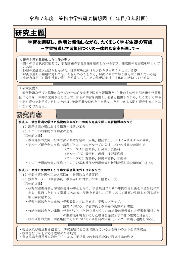 令和７年度　笠松中学校研究構想図(A4版)のサムネイル
