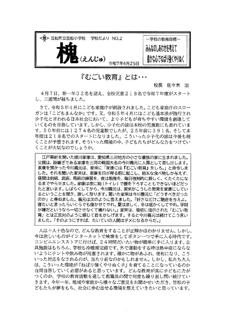 学校だよりNo.2（両面）のサムネイル